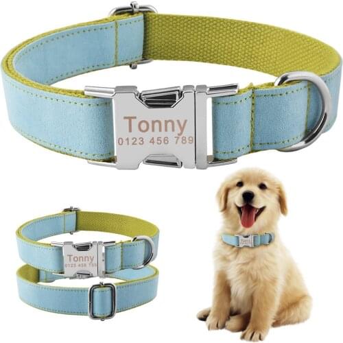 AiruiDog Durable Nylon Personalized Dog Collar Free Engraved Dogs Pet ID Name Tag XS-L