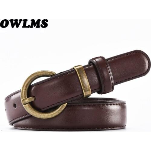 Hot Sale High Quality Woman belt black PU leather female waist strap antique pin buckle belts for women lady waistband jean girl