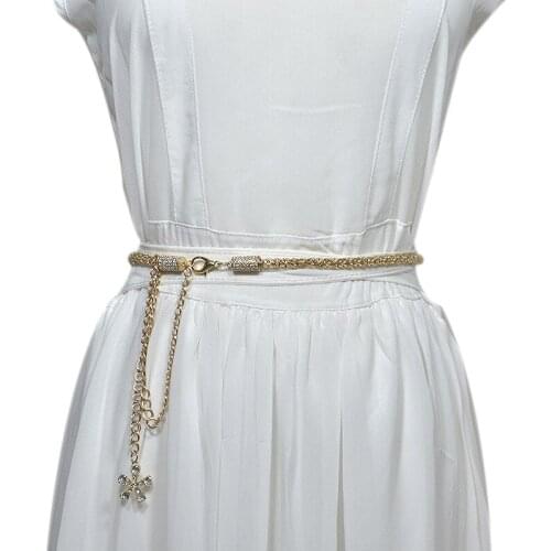 Luxury Brand 2020 New Ladies Metal Gold Thin Waist Chain Sweet Fashion Rhinestone Inlaid Belly Dance Thin Waist Chain BG-782