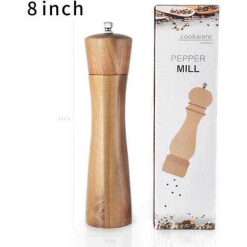 With Ceramic Grinder Manual Pepper Grinder Oak Wood Salt And Pepper Mill Multi-purpose Cruet 8 Inch Kitchen Accessories Cocina
