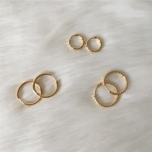 Trendy gold color plating Plain Stainless Steel textured Hoop Earring for Unisex Women Man Daily Wearing