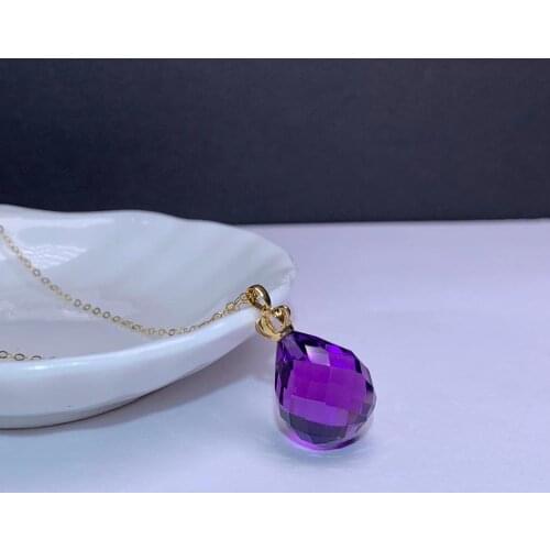 Shilovem 18k yellow piezoelectric amethyst Pendants fine Jewelry women trendy no necklace classic new gift 13*16mm mymz1316892z
