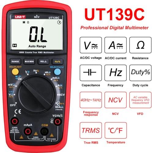 UNI-T UT139C True RMS Digital Multimeter Ammeter Multimetro Auto/Manual Range