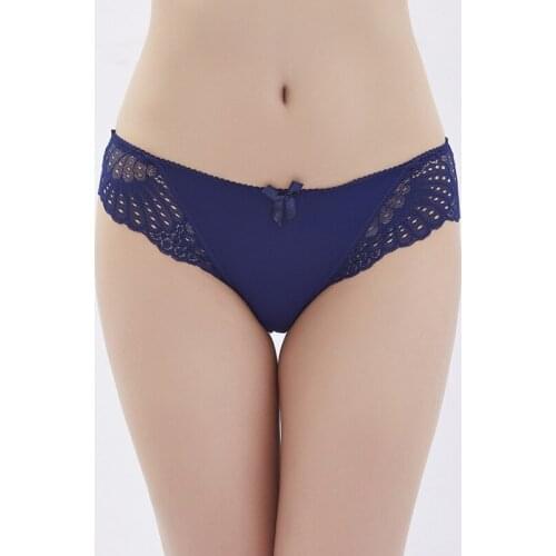 Womens Sexy Hollow Low Waist Briefs Underwear Splicing Transparent Lace Breathable Cotton Crotch Wholesale