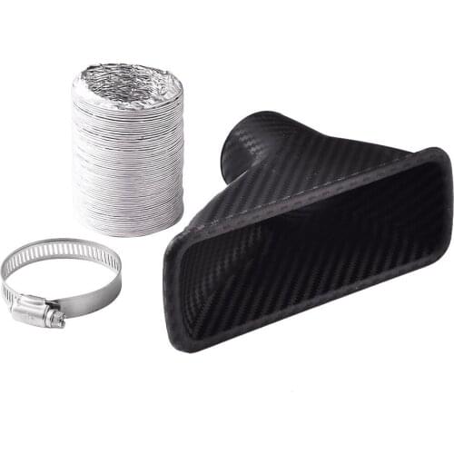Carbon Style ABS Car Front Bumper Turbo Cold Air Intake Pipe Air Funnel Kit 4.5cm Outlet