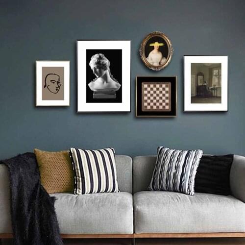 Vintage Abstrac Line Figure Painting Minimalist Sculpture Wall Art Canvas Poster Nordic Style Living Room Home Decor