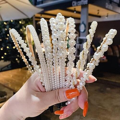 2021 New Pearl Chain Simple Women Hairpin Girls Hairband French Haircut Bundle Headband Fashion Accessories
