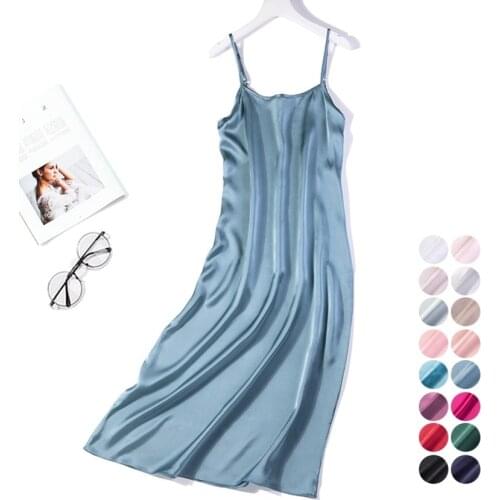 Womens 100% Pure Heavy Silk Long Chemise Nightgown Nightdress Sleepwear adjustable spaghetti straps JN195