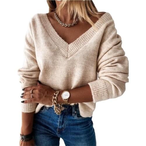 2021 New Autumn Winter Vintage V-neck Sweaters Women Cashmere Plus Size Loose Knitted Pullovers Female Clothing Fashion Knitwear