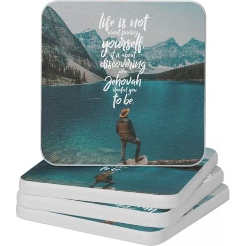 LIFE IS NOT ABOUT FINDING YOURSELF Diatomaceous Earth Square Round Coaster Water Absorption Cup Bonsai Mat Soap Pad 10x10cm