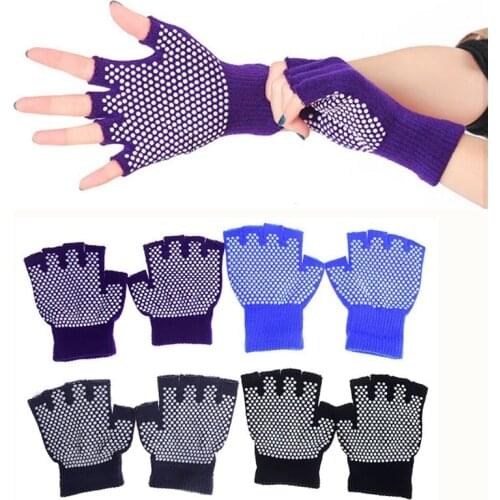 1 Pair Women Cotton Sport Exercise Gloves Yoga Fingerless Non Anti Slip Grip Gloves Skiing Gloves