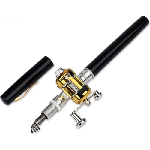 1pc Mini Portable Pocket Telescopic Mini Fishing Pole Pen Shape Folded Fishing Rod With Reel Wheel Hot Sale Dropshipping