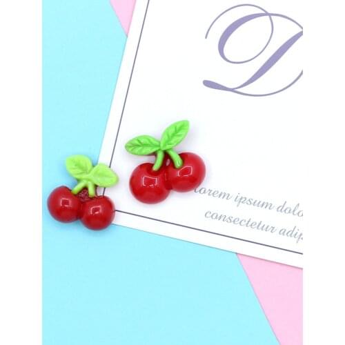 10pcs 18*18mm Red Cherry Flatback Resin Cabochons Embellishment Accessories Kawaii DIY Scrapbooking Phone Decor Jewelry Making