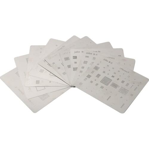 12PCS Motherboard IC Chip Ball Soldering Net Steel Plate for iPhone 7 Plus 7 6s 6 5s 5c 5 4s 4 SE Main Board CPU Repair Tool Set