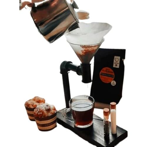 2021 Handmade Household Hand Drip Coffee Set with Filter Brewing Device Glass Pot Sets Wooden Retro Design Sharing Coffee Pot