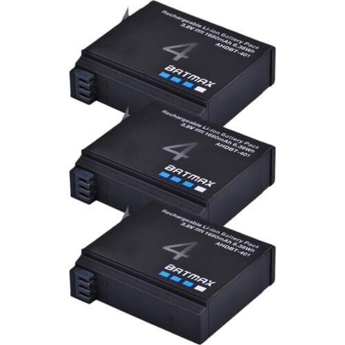 3Pcs 3.7V 1680mAh Gopro Hero 4 battery hero4 Battery akku for Gopro HERO4 HERO 4 camera accessories