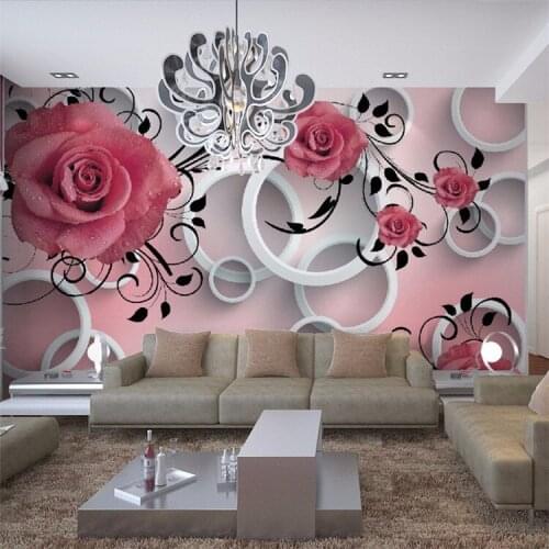 3D rose pattern living room sofa personalized custom wallpaper murals TV wallpaper for walls 3 d papel de parede
