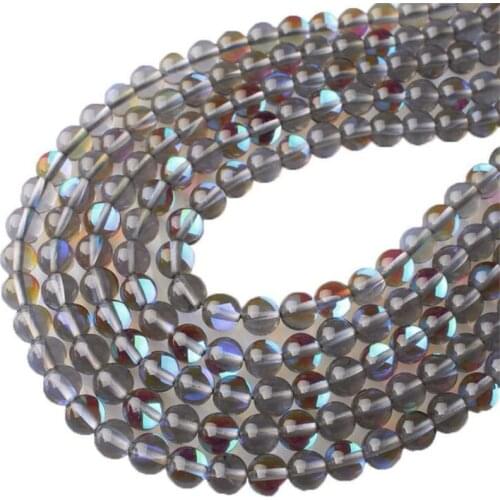 AB Grey Austrian Crystal Round Loose Spacer Beads For Jewelry Making Needlework MoonStone Glitter Diy Bracelets 15" 6 8 10 MM
