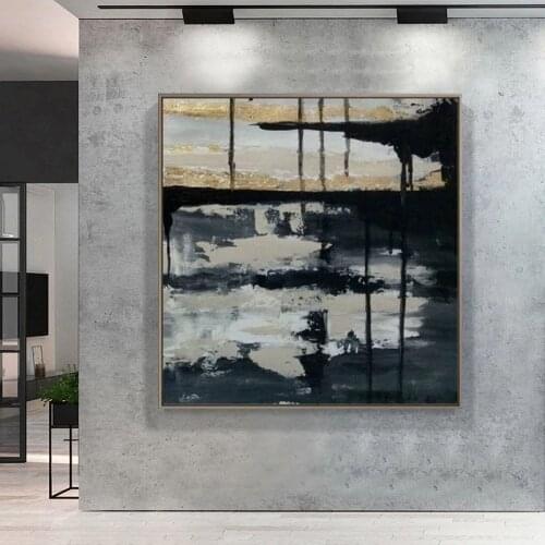 Abstract Wall Art Paintings On Canvas Art Original Painting Wall Decor Large Oil Painting Black And White Art Landscape Painting