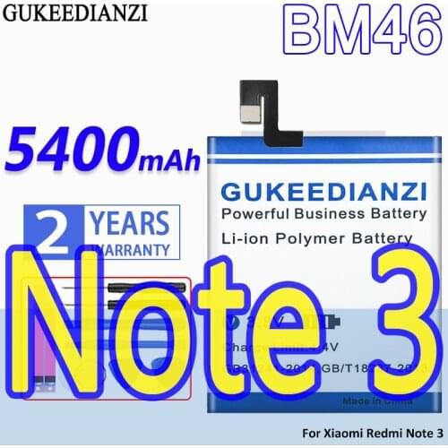 High Capacity GUKEEDIANZI Battery BM46 5400mAh For Xiaomi Redmi Note 3 Note3