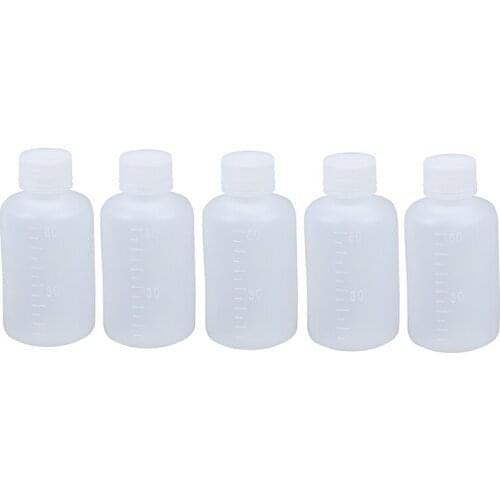 AU42 -60ml Clear Plastic Cylinder Shaped Chemical Agent Bottle 5 Pcs