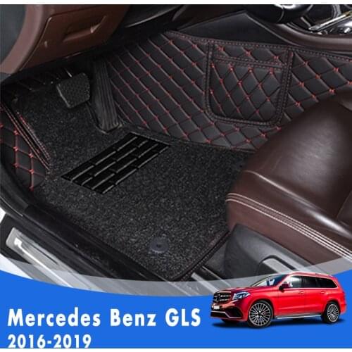 Car Floor Mats For Mercedes Benz GLS 2019 2018 2017 2016 Double Layer Wire Loop Custom Car Accessories Carpet Car Styling Rugs