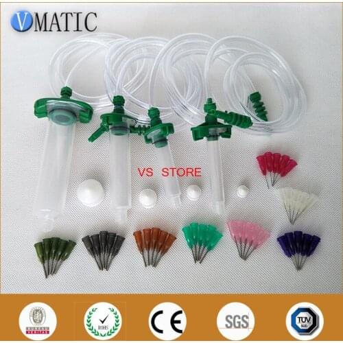 Free Shipping Quality 30Cc+10Cc+5Cc+3Cc Liquid Dispensing Solder Paste Adhesive Glue Pneumatic Syringe With Adapter & Needles