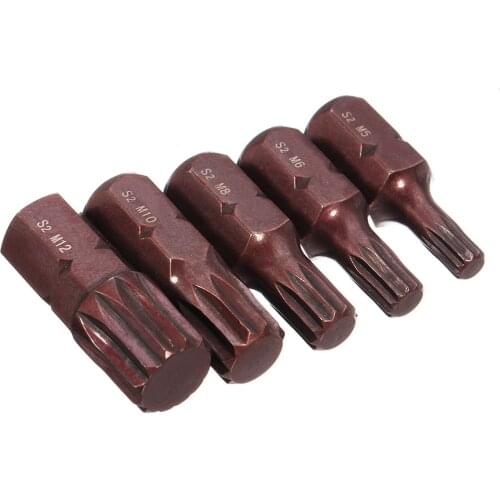 Broppe 5pcs M5-M12 30mm Star Screwdriver Bit 10mm Hex Shank for Impact Screwdriver M5/M6/M8/M10/M12