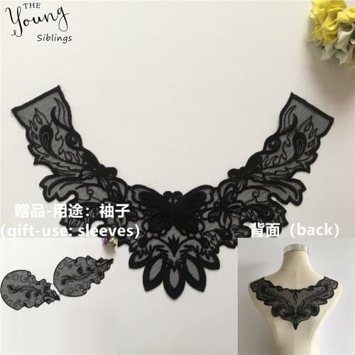 Black Organza Lace Collar Butterfly Applique Lace Fabric Sewing Craft Supplies Embroidery Lace Neckline DIY Clothing Accessories