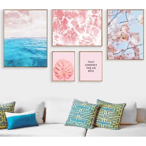 Flowers And Sea Modular Canvas Painting Posters And Prints Wall Art Nordic Poster Decoration Pictures For Living Room Home Decor