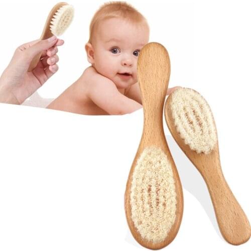 S/M Newborn Baby Natural Wool Boys Girls Soft Wool hair massage brush Head Comb Infant Head Portable Bath Brush Comb For Kids