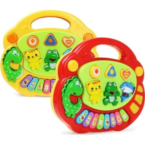 2 Types Kids Baby Musical Farm Piano Instrument Toy Animal Sound Soft Light 8 Notes Piano Keyboard Educational Toys for Children