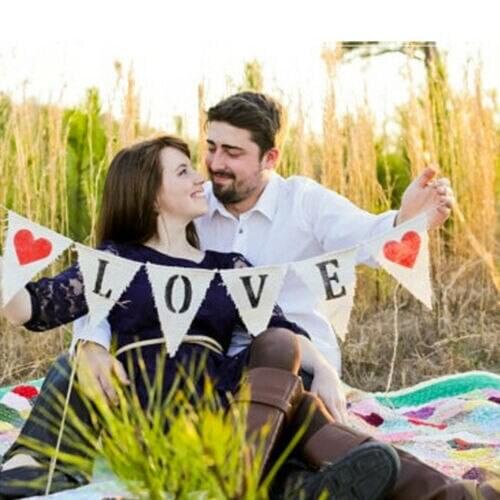 Valentine Wedding Banner Party Decorations Bunting Garland Photo Booth Props Banners