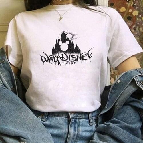 Walt Disney Pictures Printed T Shirt Woman Funny Letter T-shirt Short Sleeve Casual Tee Plus Size Tops Harajuku Tshirts Dropship