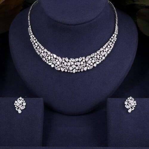 Jankelly Nigeria 2pcs Bridal Zirconia Jewelry Sets For Women Party, Luxury Dubai Nigeria CZ Crystal Wedding Jewelry Sets