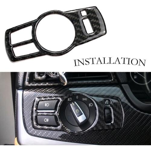 JEAZEA Carbon Fiber Headlight Switch Buttons Cover Trim Stickers For BMW 5 7 Series F10 F07 X3 X4 2009- 2013 2014 2015 2016 2017