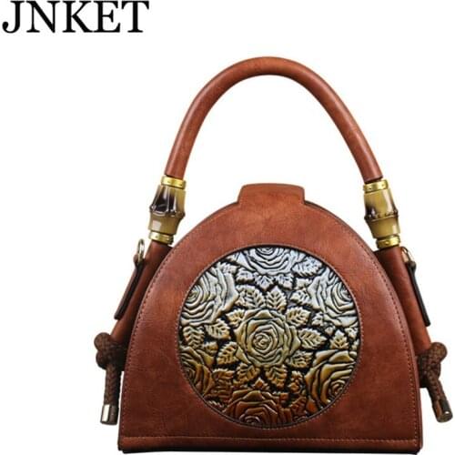 JNKET New Womens Handbag Vintage Embossed Zipper With Lock Catch Shoulder Bag Crossbody Bag