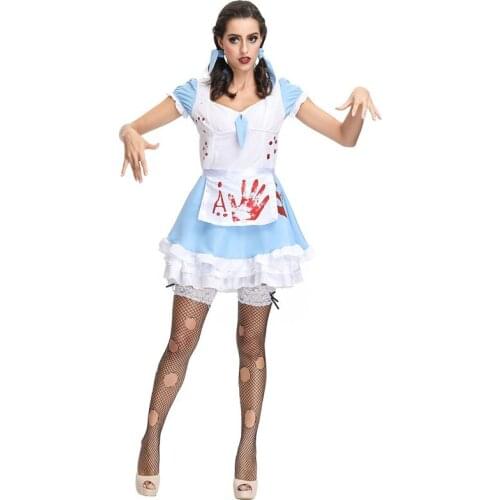 Halloween Party Bloody Mary Devil Costume Scary vampire Alice Ghost Maid Dress
