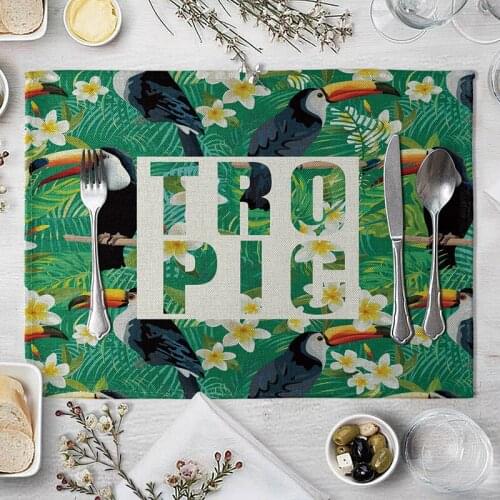Birds Table Mats Toucan Print Table Mat Animal Bird Pattern Kitchen Placemat Table Napkin Party Decoration Dining Accessories