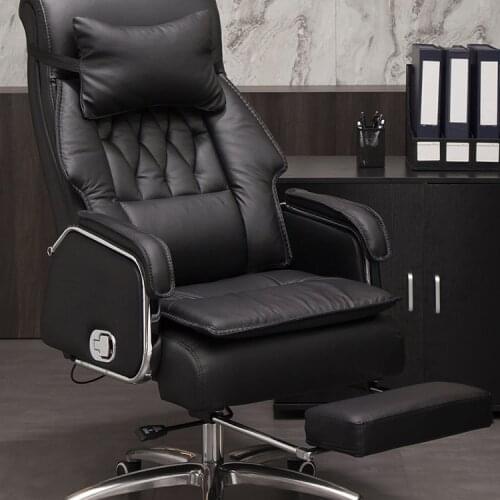 Fashion Armrest Leather Boss R Reclining Massage Executive Business Office Chair Comfortable Sitting Desk Home Computer Chair
