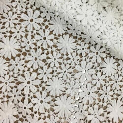47.2" Width Ivory Guipure Cord Lace High Quality Nigerian African Hollowed Floral Lace Fabric For Wedding Dress Party Material