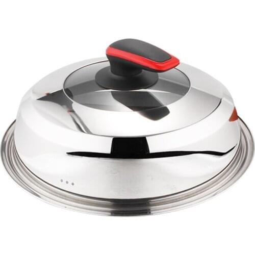 Stainless steel visualization glass pot cover general thickening soup pot frying pan lid kitchen cookware accessories proofing