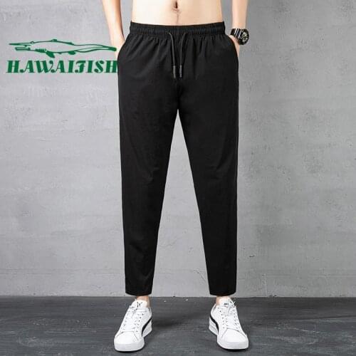 Summer ice silk nine-point pants mens thin casual pants Korean version of loose all-match sports pants trend mens trousers