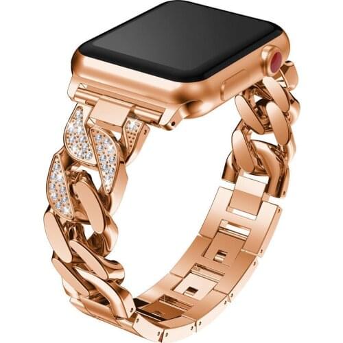 Fashion Denim Chain Diamond Alloy Strap for Apple Watch Band 38/42mm 40/44mm Bracelet Accessories for iWatch Series SE 6 5 4 3 2