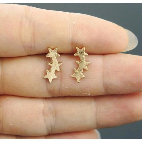 Fashion Earring Jewelry Matte Three Linked Star Men Teens Stud Earrings for Women Cute Star Pendients Party Gifts brincos
