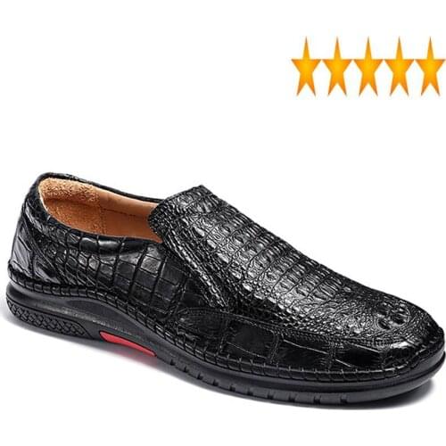Men Leather Genuine Crocodile Luxury Business Casual Flat Loafers Handmade Summer Sneakers Boat Shoes Mocassin Homme