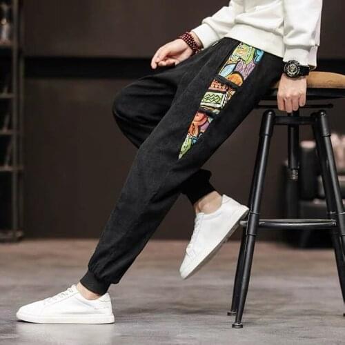 MenS Casual Corduroy Pants Chinese Style Harem Pants Youth Men Male Casual Asian Japan Streetwear Trousers Male Clothing KK3578
