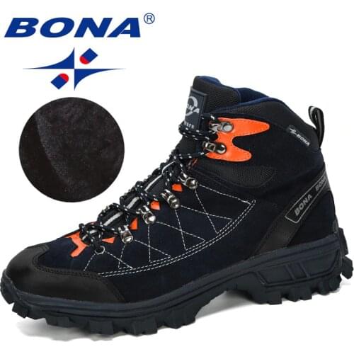 BONA 2019 New Designers Suede Short Plush Men Snow Boots Handmade Working Ankle Boots High Top Men Shoes Winter Boots Man Comfy