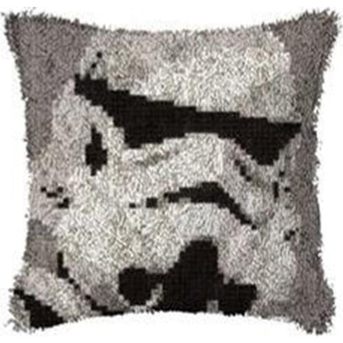 Latch hook kit Robot Decorative cushions Latch hook pillow with Pre-Printed Pattern Knotted carpet kit Hobby and needlework