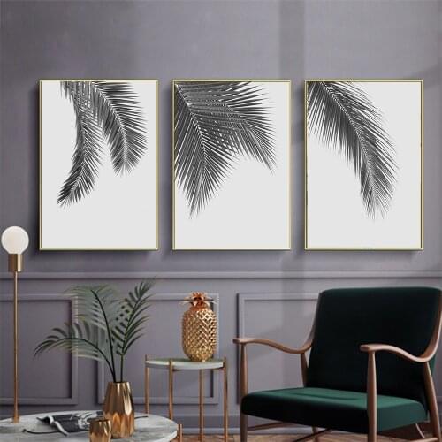 Set Nordic Small Fresh Landscape Leaf Wall Art White Background Canvas Poster Home Decoration Living Room Painting
